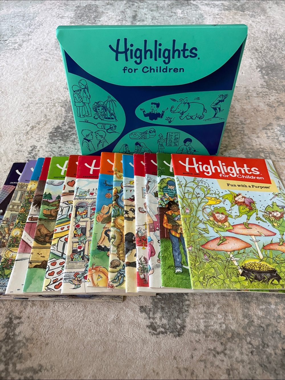 Highlights for Children Kids Magazine Set, 14 Magazines from the 1990s and Case